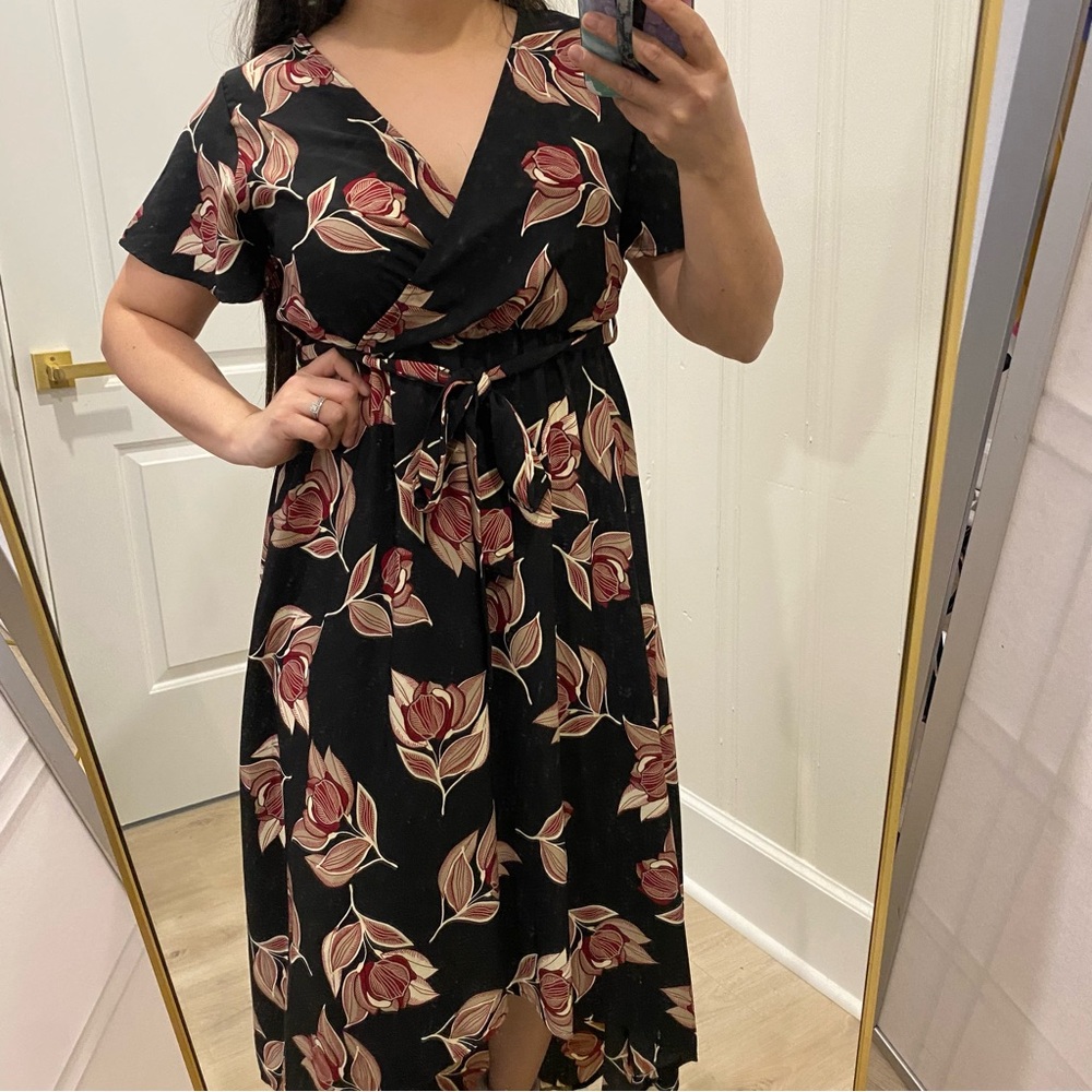 Black short sleeve maxi dress formal